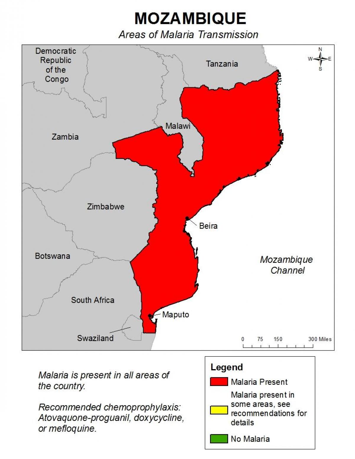 Karte von Mosambik malaria