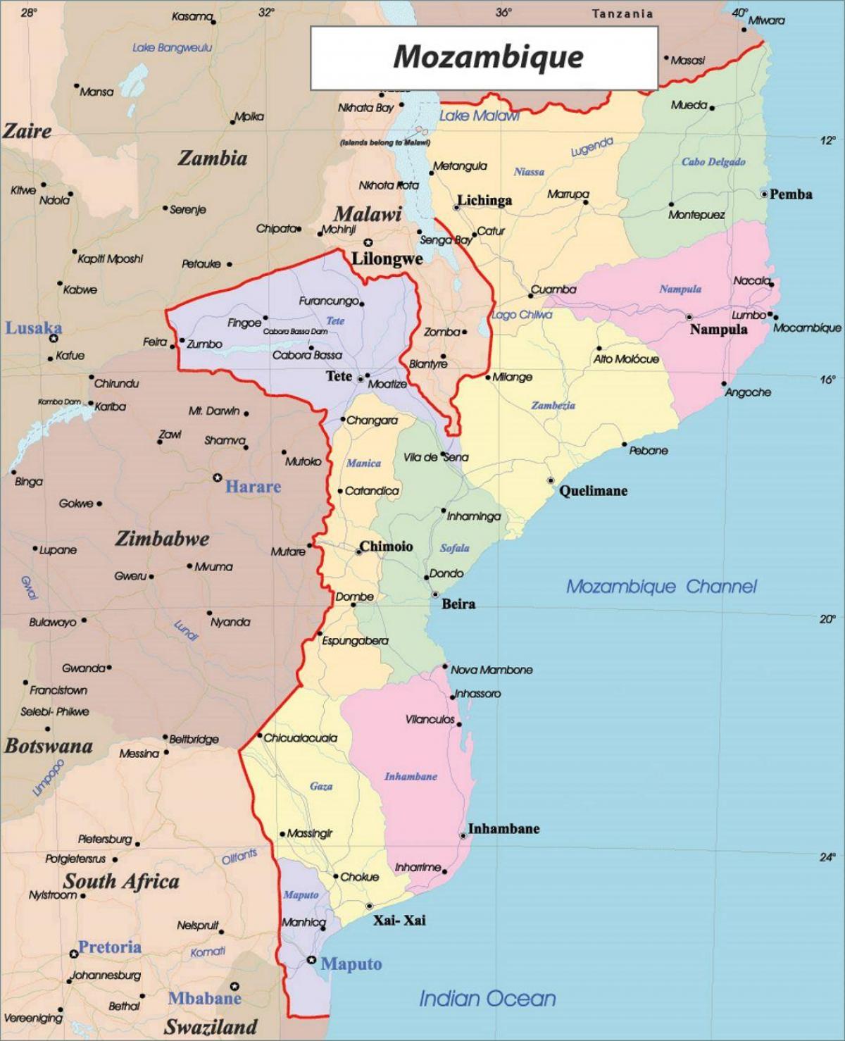 Mosambik politische Karte