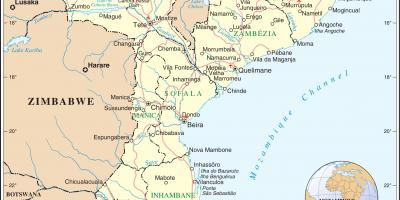 Flughäfen in Mosambik auf einer Karte